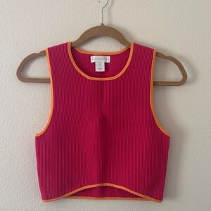 House of Harlow 1960 Pink and Orange Ribbed Top